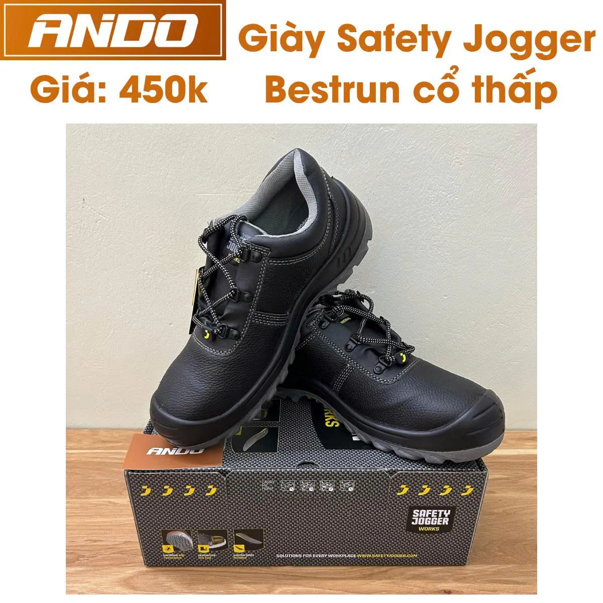 Giày bảo hộ Jogger Bestrun cổ thấp, chất liệu da tổng hợp,mũi và đế thép