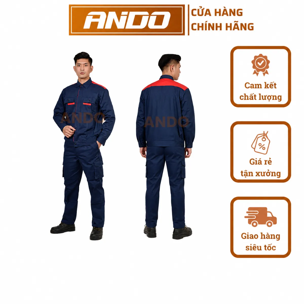 Quần áo bảo hộ lao động mẫu PR14, màu tím than phối đỏ, chất vải pangrim cao cấp, in đồng phục bảo hộ lao động cho doanh nghiệp, nhà xưởng, đội thi công,…