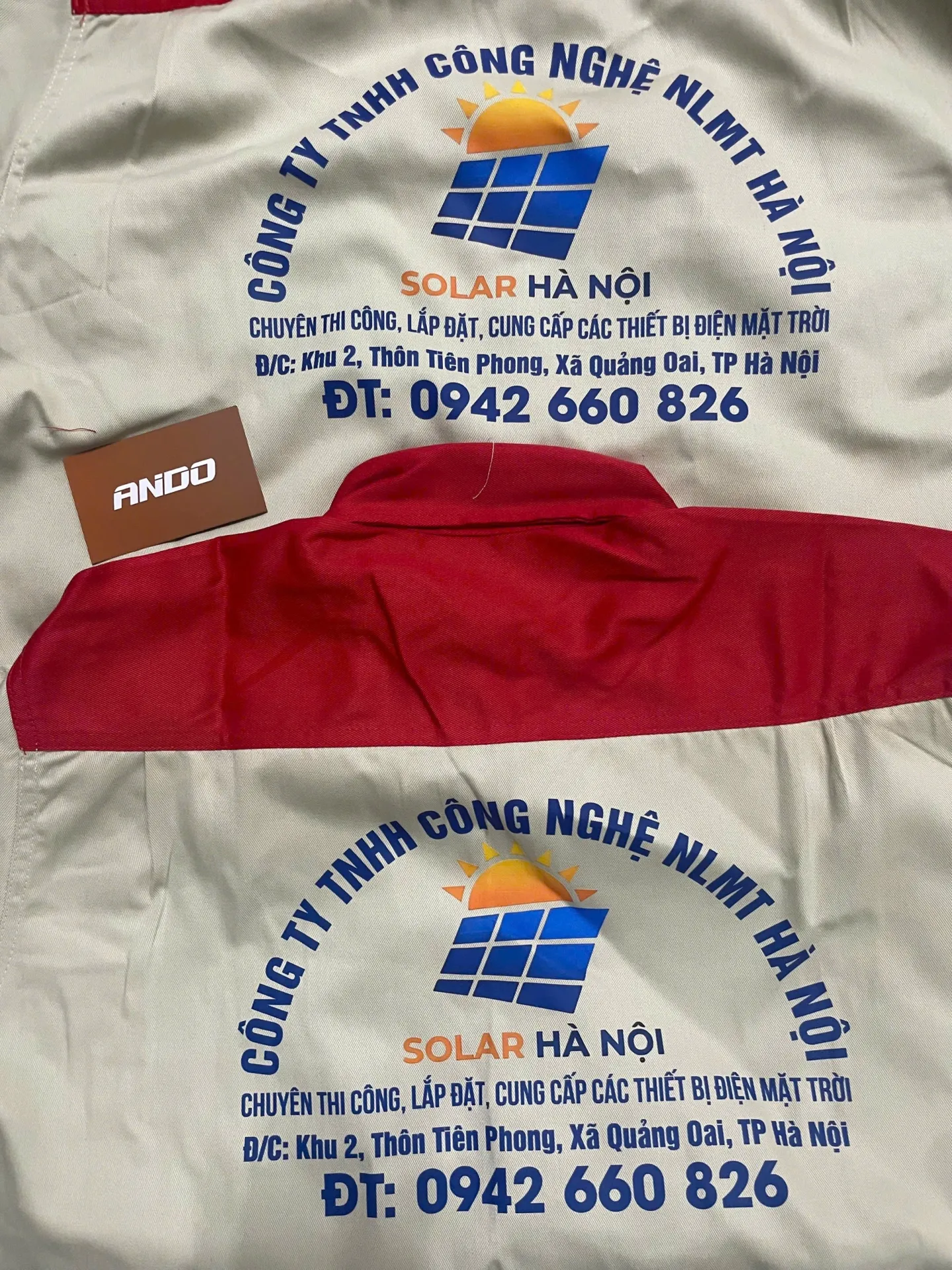 Đơn in đồng phục NĂNG LƯỢNG MẶT TRỜI HÀ NỘI