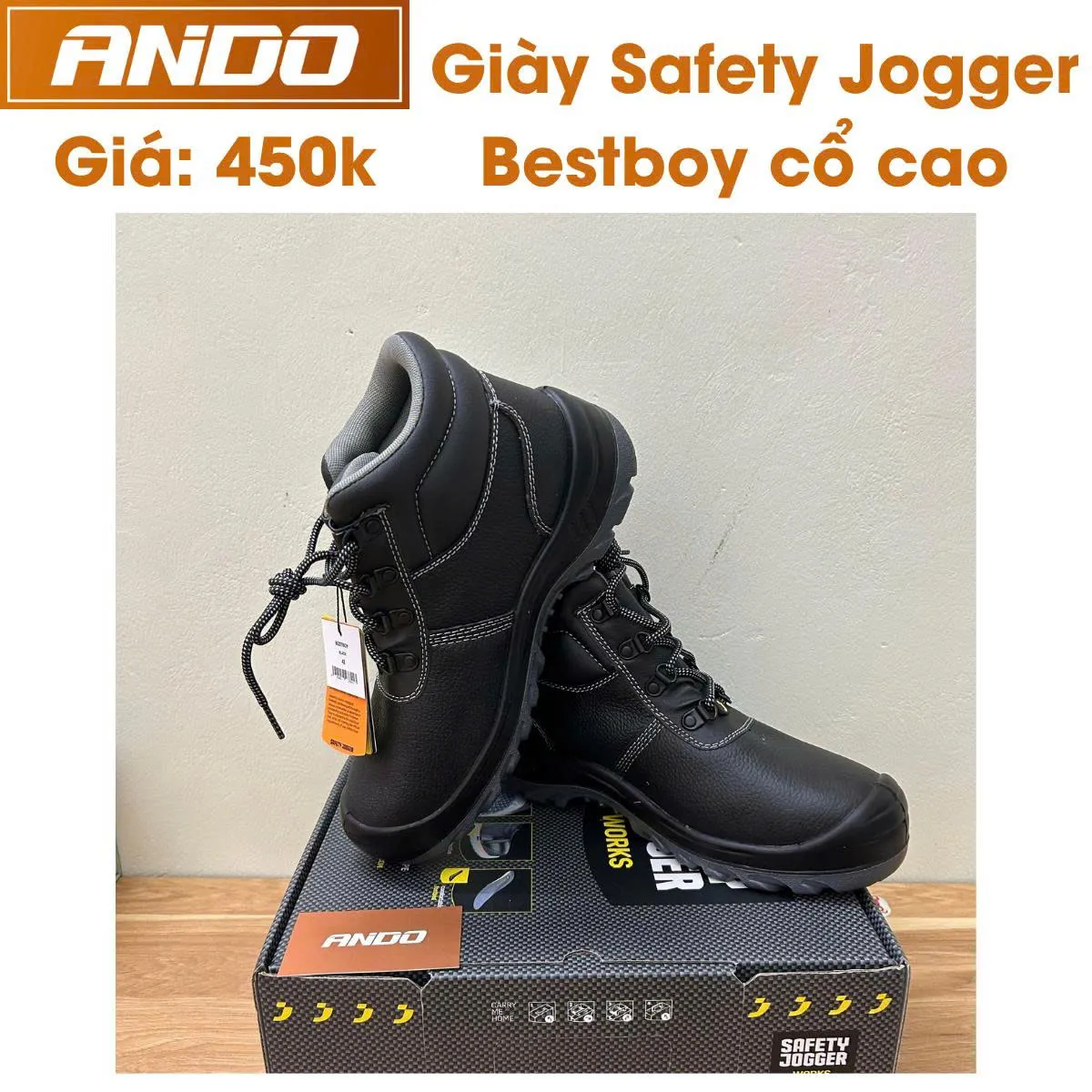 Giày bảo hộ Jogger Bestboy cổ cao, chất liệu da tổng hợp,mũi và đế thép