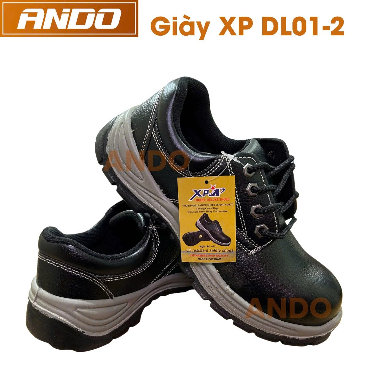 Giày bảo hộ XP DL01-2, có lót thép chống đâm xuyên, da thật