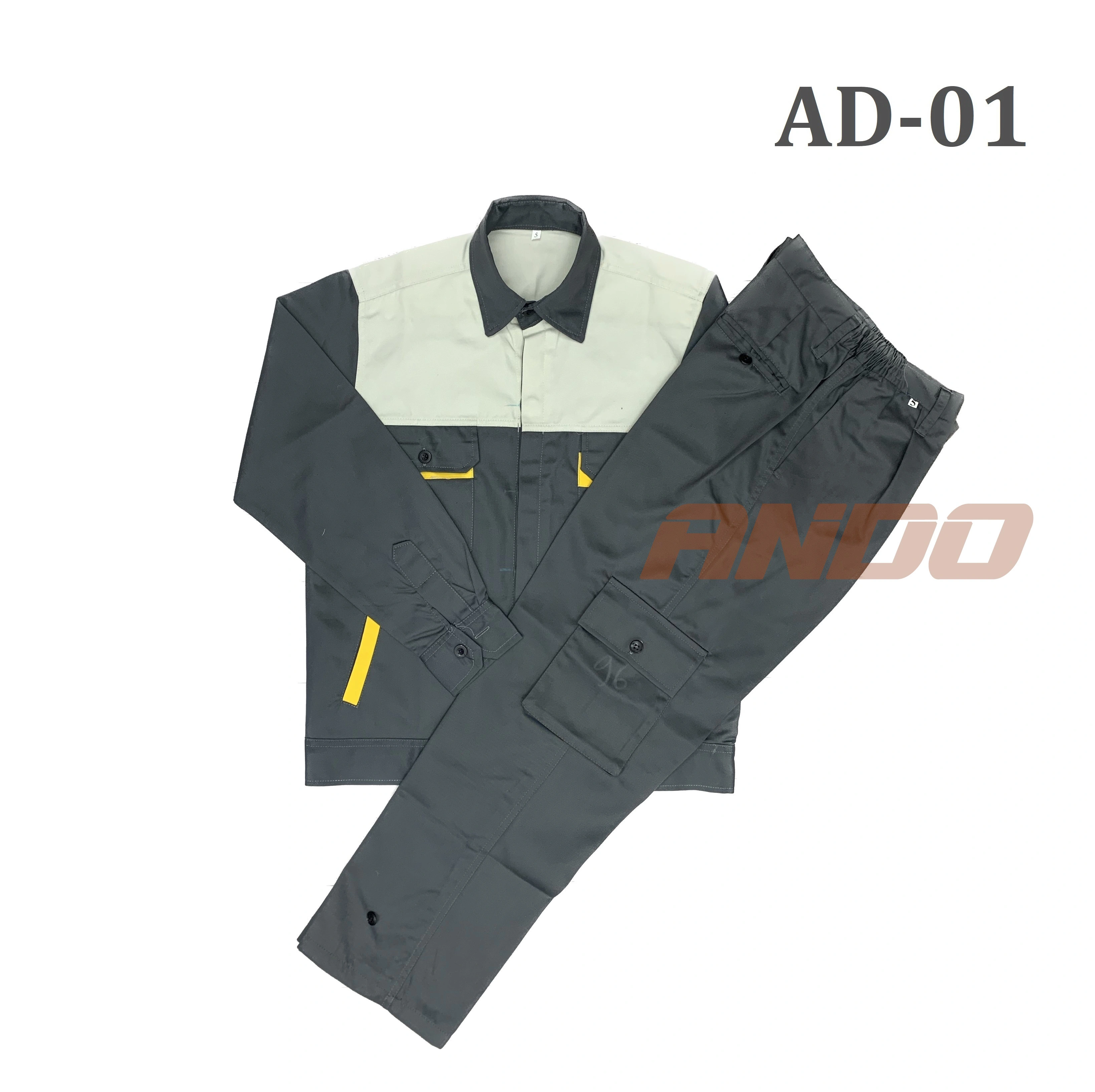 Quần áo bảo hộ lao động AD01 màu xám đậm, vải kaki 3/1, thiết kế & in đồng phục doanh nghiệp, nhà xưởng
