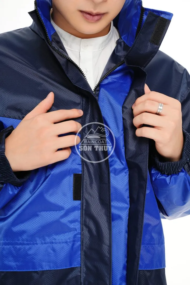 Bộ áo mưa thương hiệu có nẹp kiểu máng nước 2 lớp K10 thương hiệu Sơn Thủy