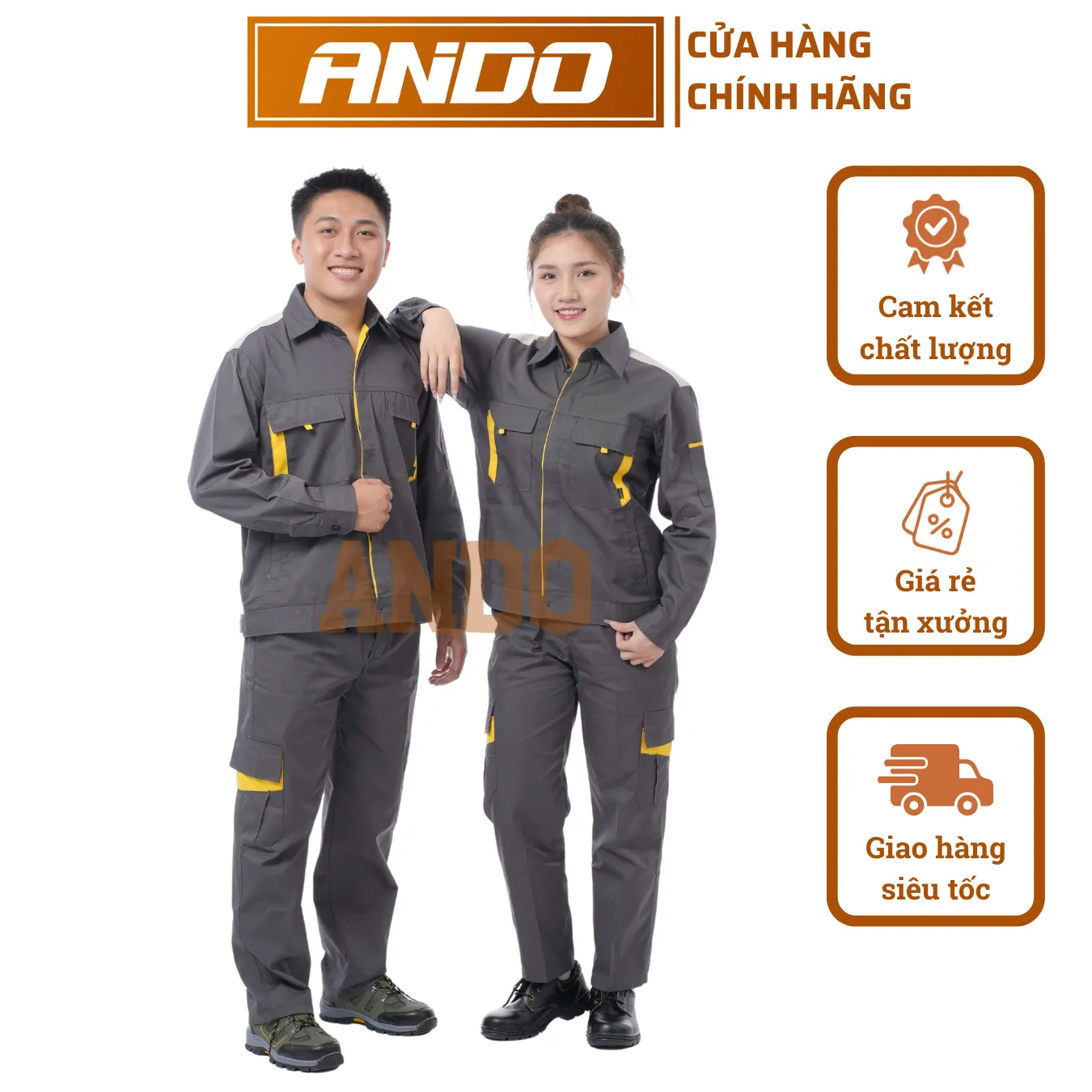 Quần áo bảo hộ lao động PR03 vải pangrim, màu xám chì, thiết kế & in đồng phục doanh nghiệp, nhà xưởng